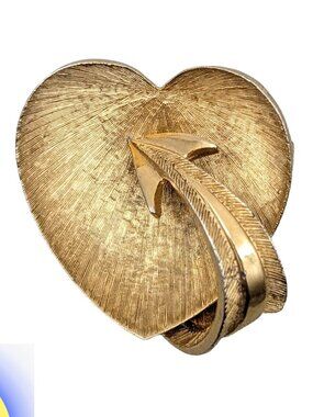 Vintage 1960s Signed DeNicola Goldtone Heart & Arrow Brooch